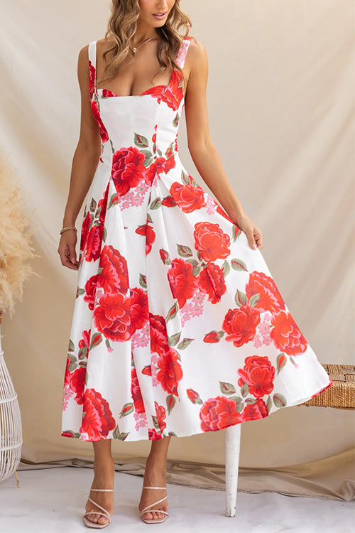 Rose Floral Swing Dress